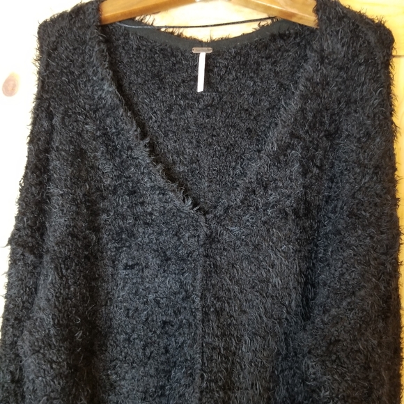 Free People V-Neck Eyelash-Chenille Knit Oversize Silhouette Sweater - Picture 2 of 11